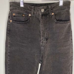 Charcoal gray/black denim mom jeans